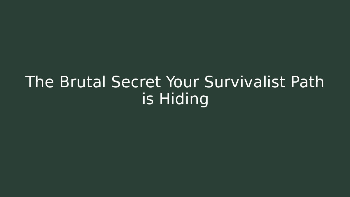 The Brutal Secret Your Survivalist Path is Hiding - Critter Realm
