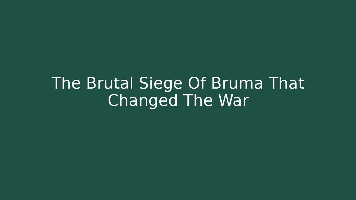 The Brutal Siege Of Bruma That Changed The War