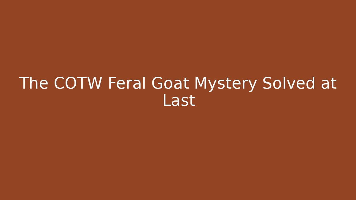 The COTW Feral Goat Mystery Solved at Last