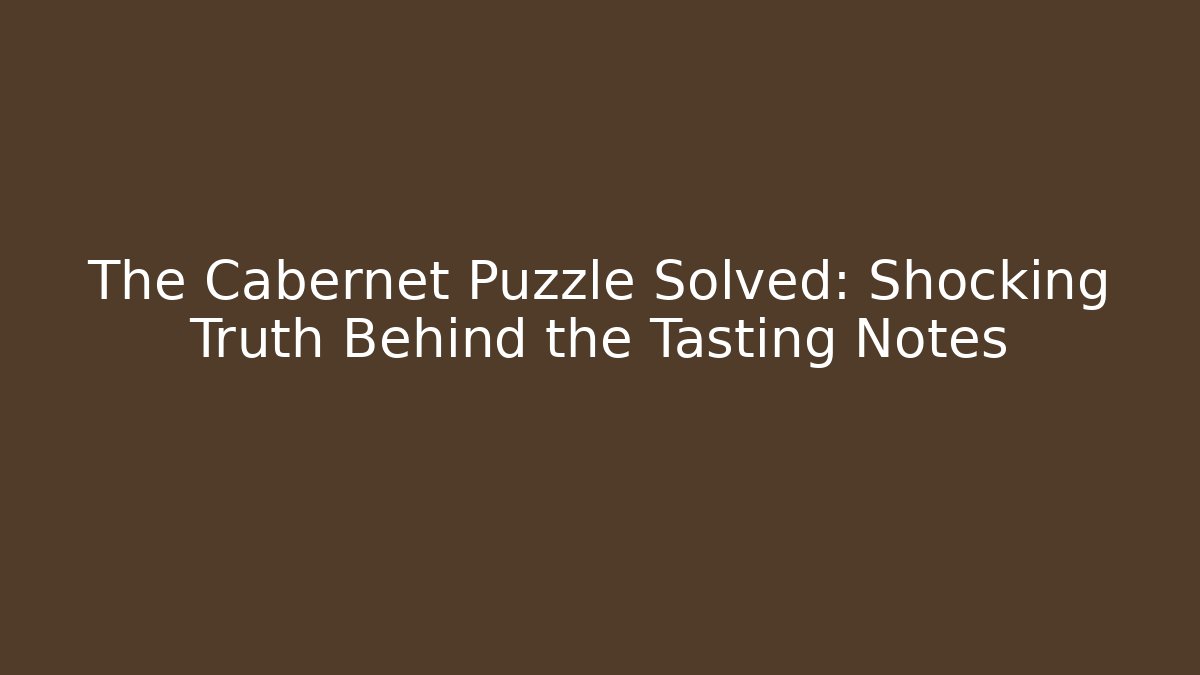 The Cabernet Puzzle Solved: Shocking Truth Behind the Tasting Notes - Critter Realm