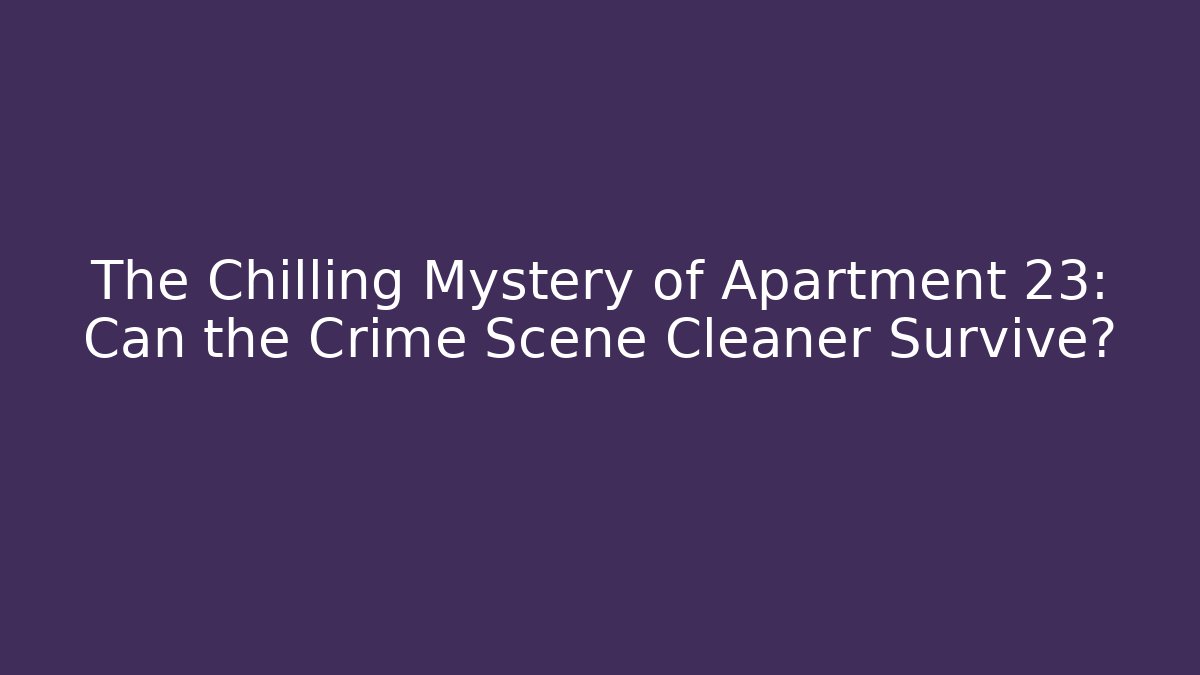 The Chilling Mystery of Apartment 23: Can the Crime Scene Cleaner Survive?