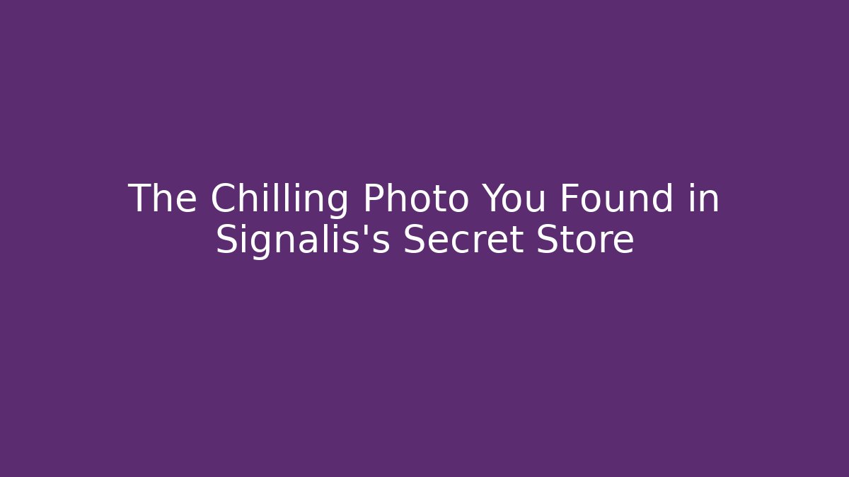 The Chilling Photo You Found in Signalis's Secret Store