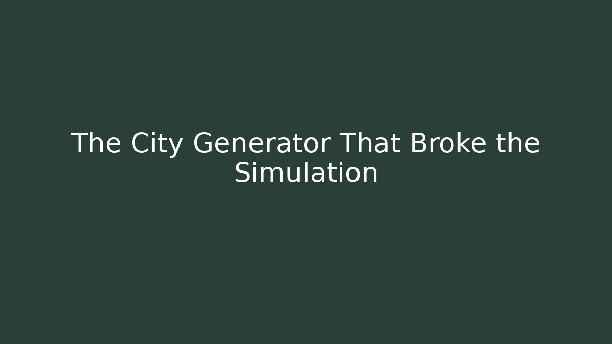 The City Generator That Broke the Simulation - Critter Realm