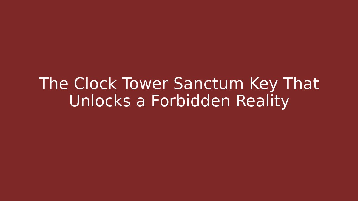 The Clock Tower Sanctum Key That Unlocks a Forbidden Reality