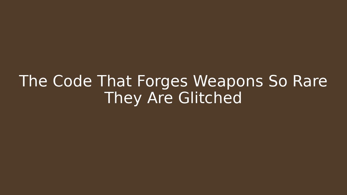 The Code That Forges Weapons So Rare They Are Glitched