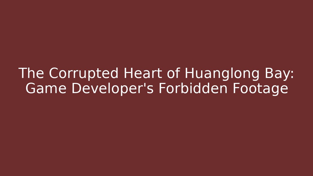 The Corrupted Heart of Huanglong Bay: Game Developer's Forbidden Footage