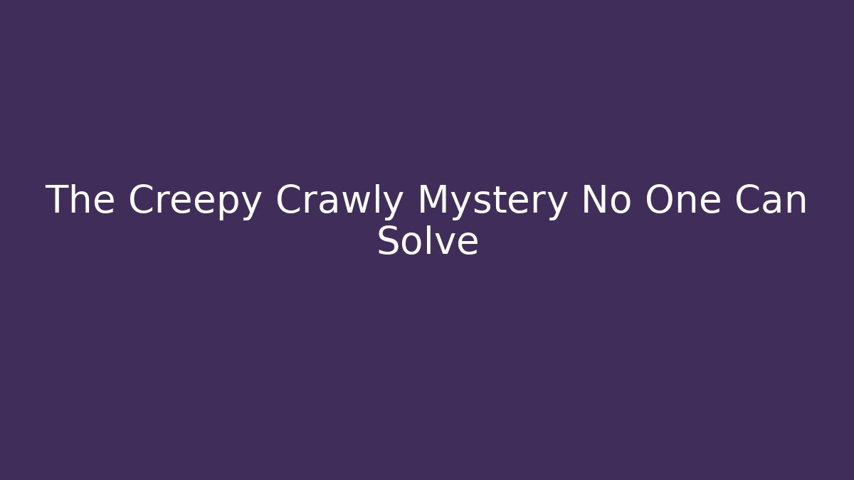 The Creepy Crawly Mystery No One Can Solve