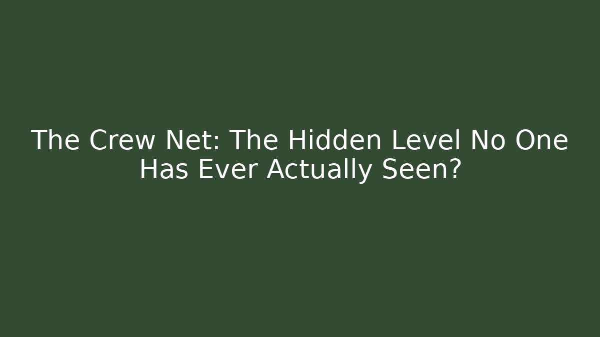 The Crew Net: The Hidden Level No One Has Ever Actually Seen?