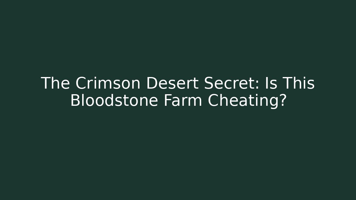The Crimson Desert Secret: Is This Bloodstone Farm Cheating?