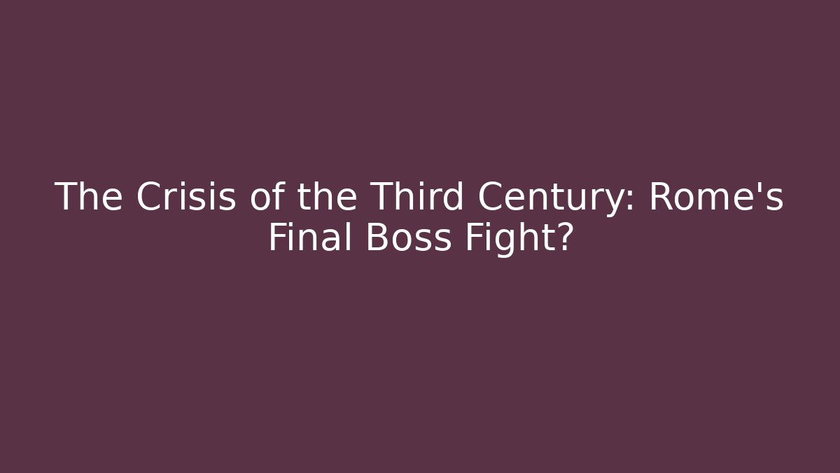The Crisis of the Third Century: Rome's Final Boss Fight?
