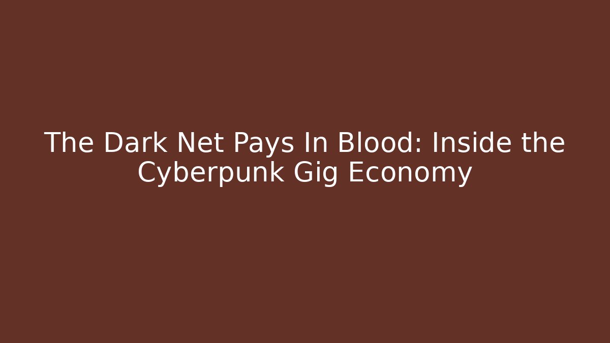 The Dark Net Pays In Blood: Inside the Cyberpunk Gig Economy