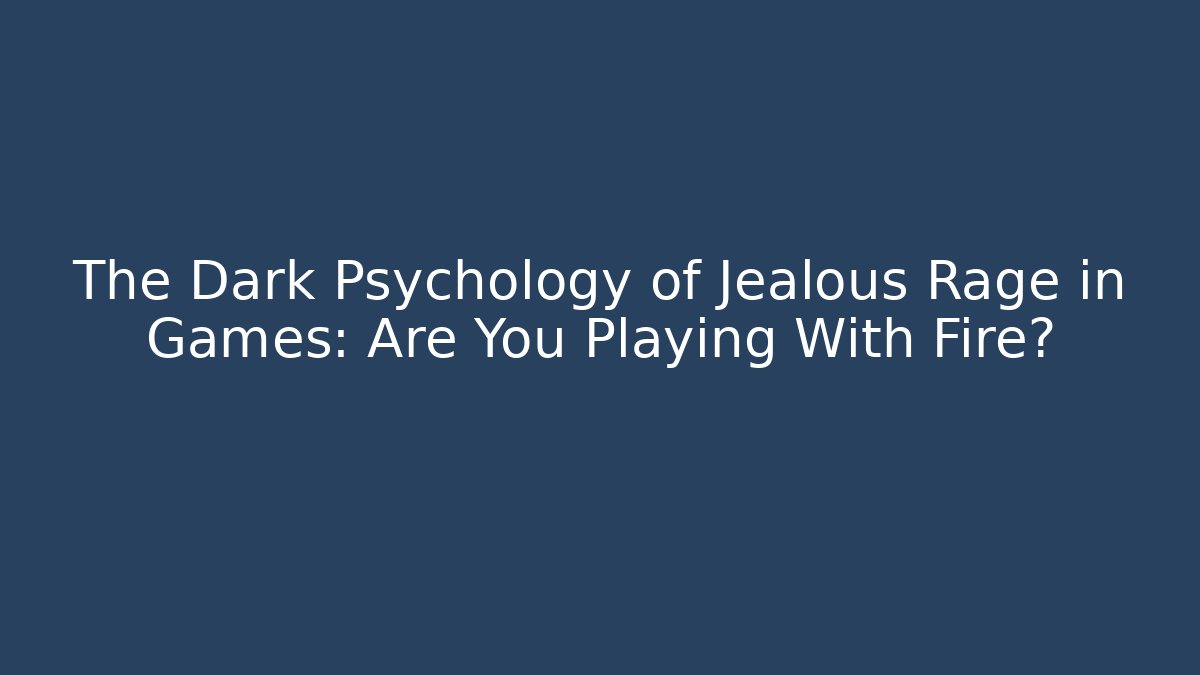 The Dark Psychology of Jealous Rage in Games: Are You Playing With Fire?