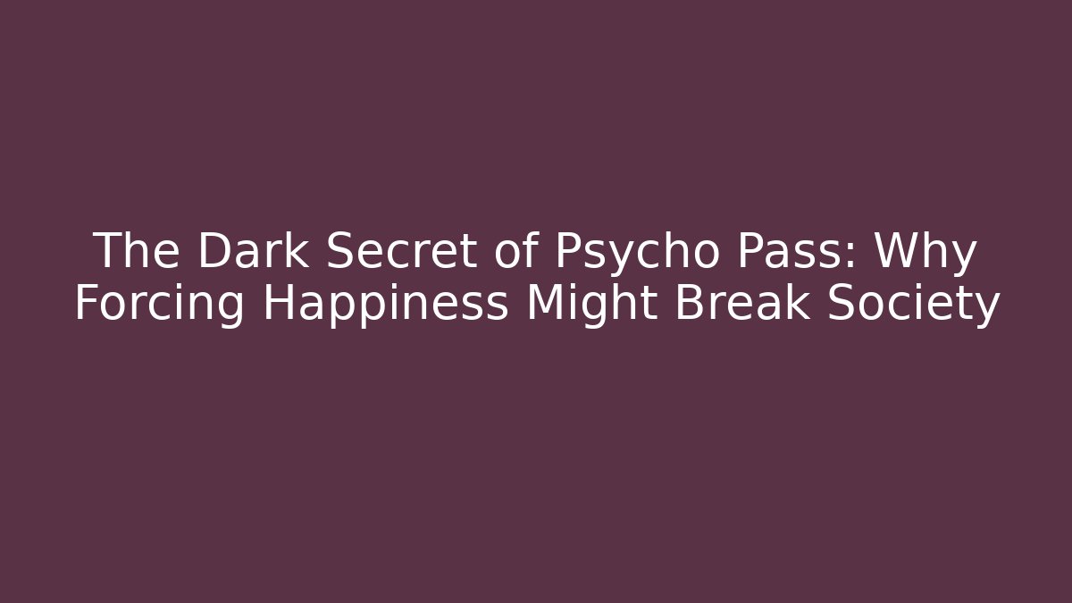 The Dark Secret of Psycho Pass: Why Forcing Happiness Might Break Society