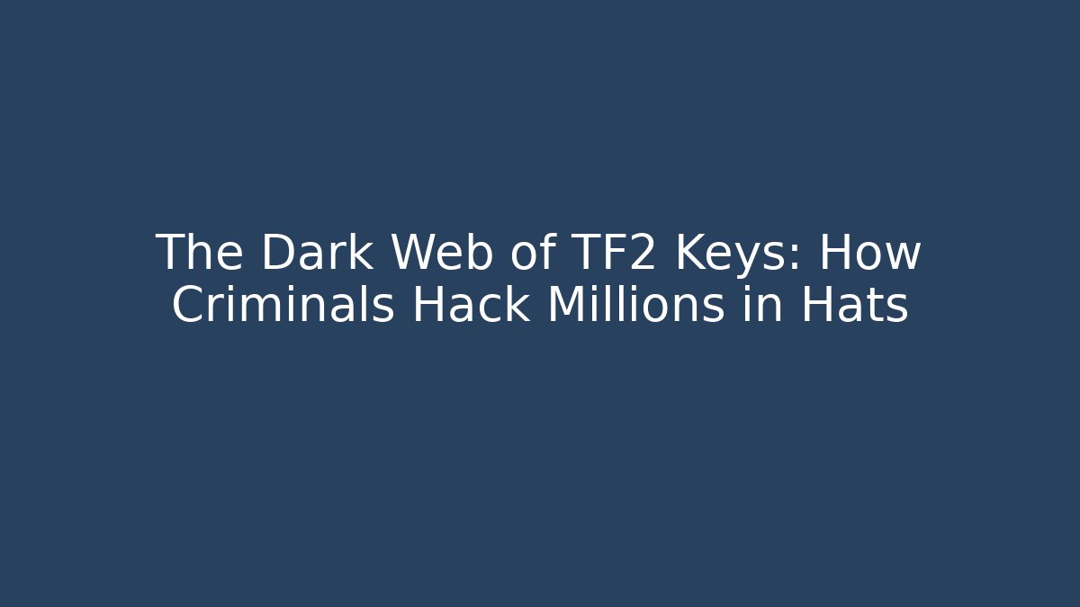 The Dark Web of TF2 Keys: How Criminals Hack Millions in Hats
