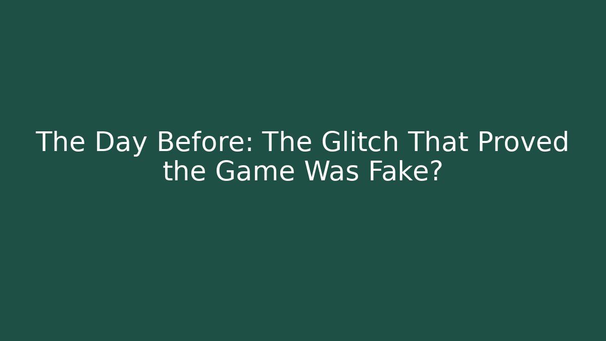 The Day Before: The Glitch That Proved the Game Was Fake? - Critter Realm