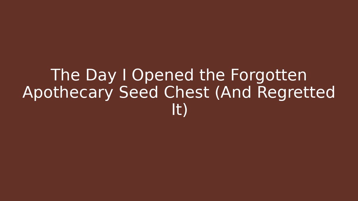The Day I Opened the Forgotten Apothecary Seed Chest (And Regretted It)