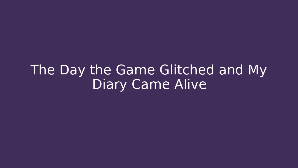 The Day the Game Glitched and My Diary Came Alive