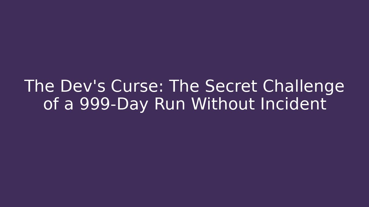 The Dev's Curse: The Secret Challenge of a 999-Day Run Without Incident