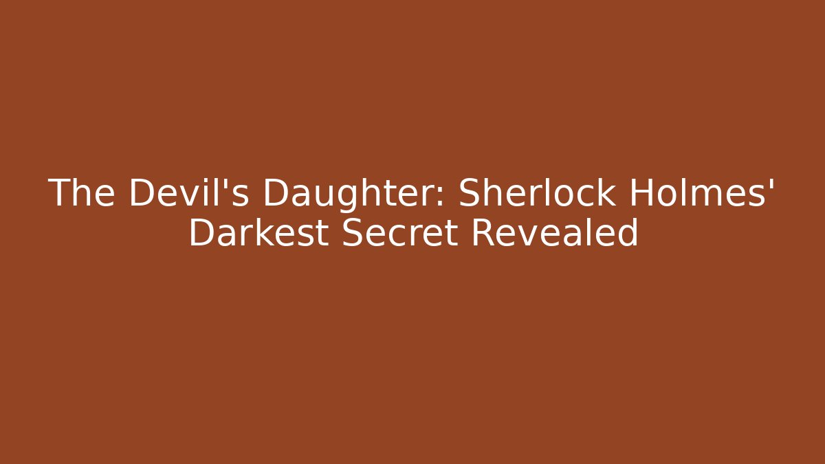 The Devil's Daughter: Sherlock Holmes' Darkest Secret Revealed