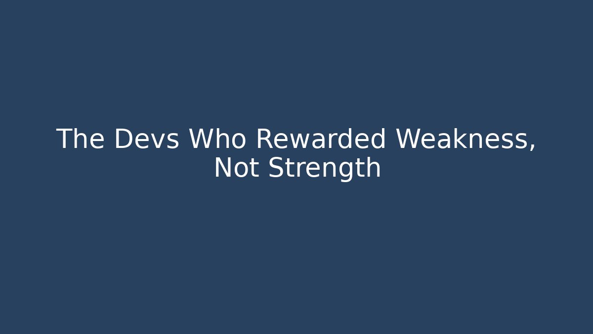 The Devs Who Rewarded Weakness, Not Strength