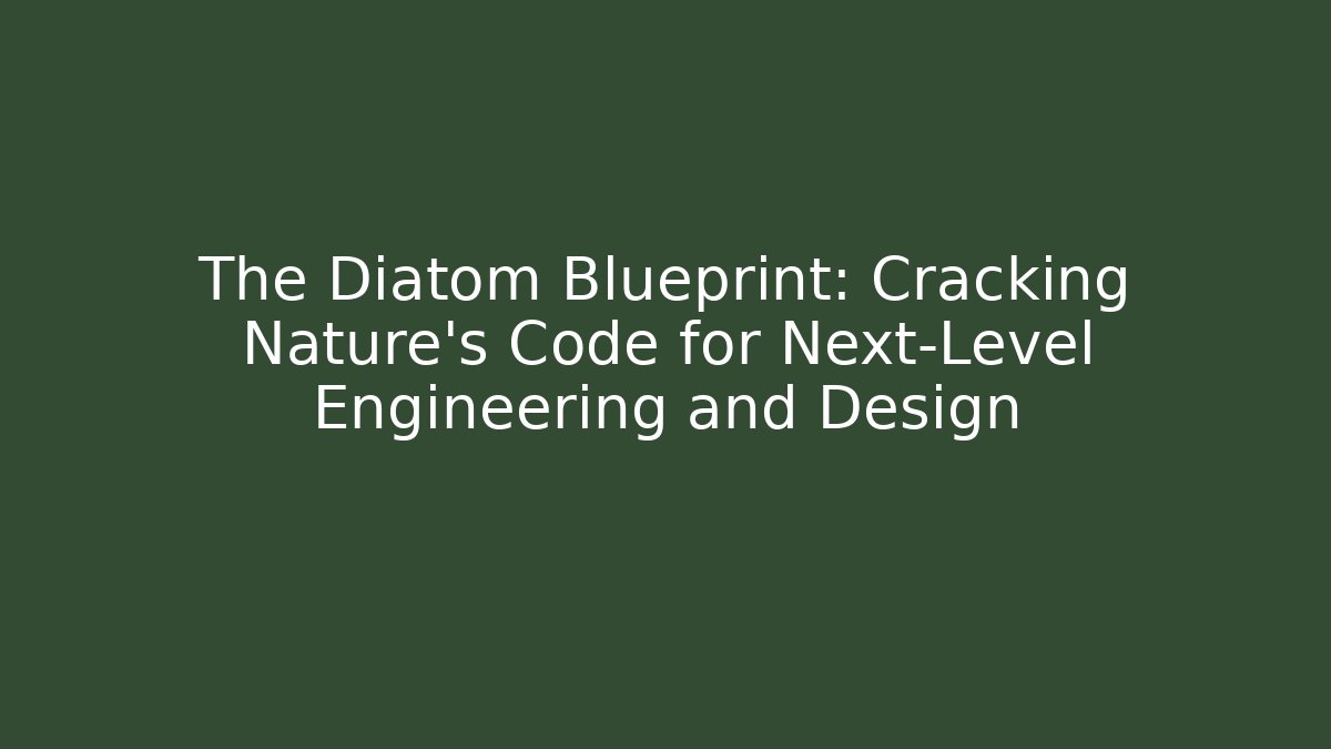 The Diatom Blueprint: Cracking Nature's Code for Next-Level Engineering and Design