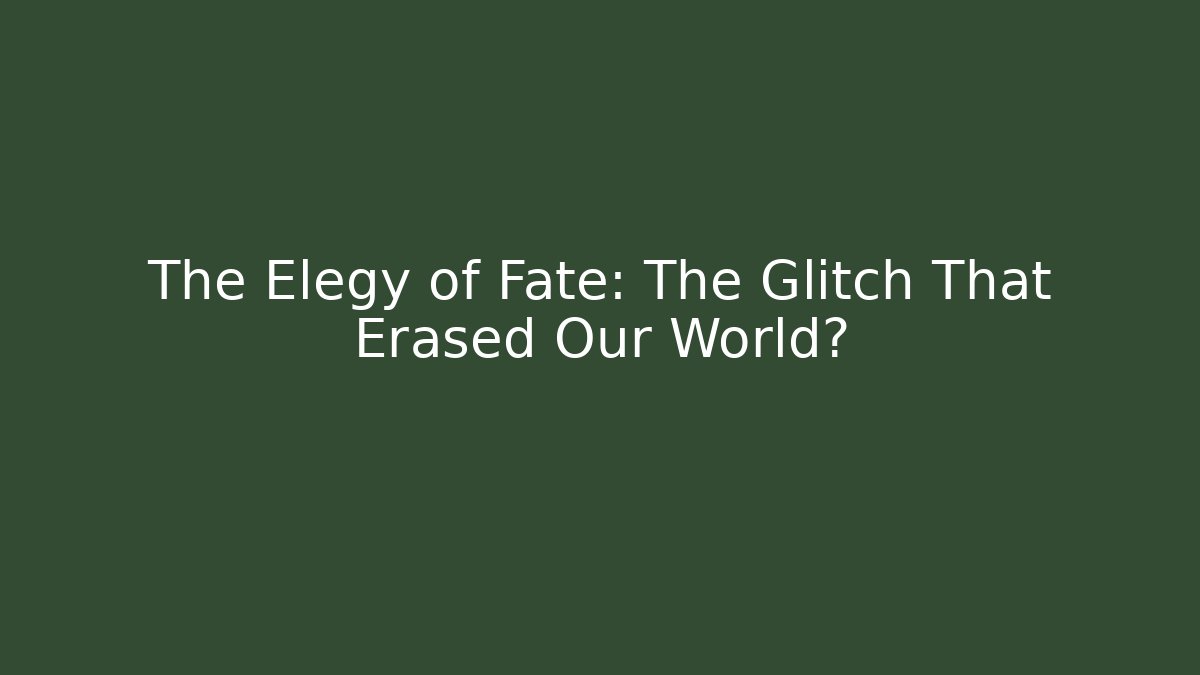 The Elegy of Fate: The Glitch That Erased Our World?