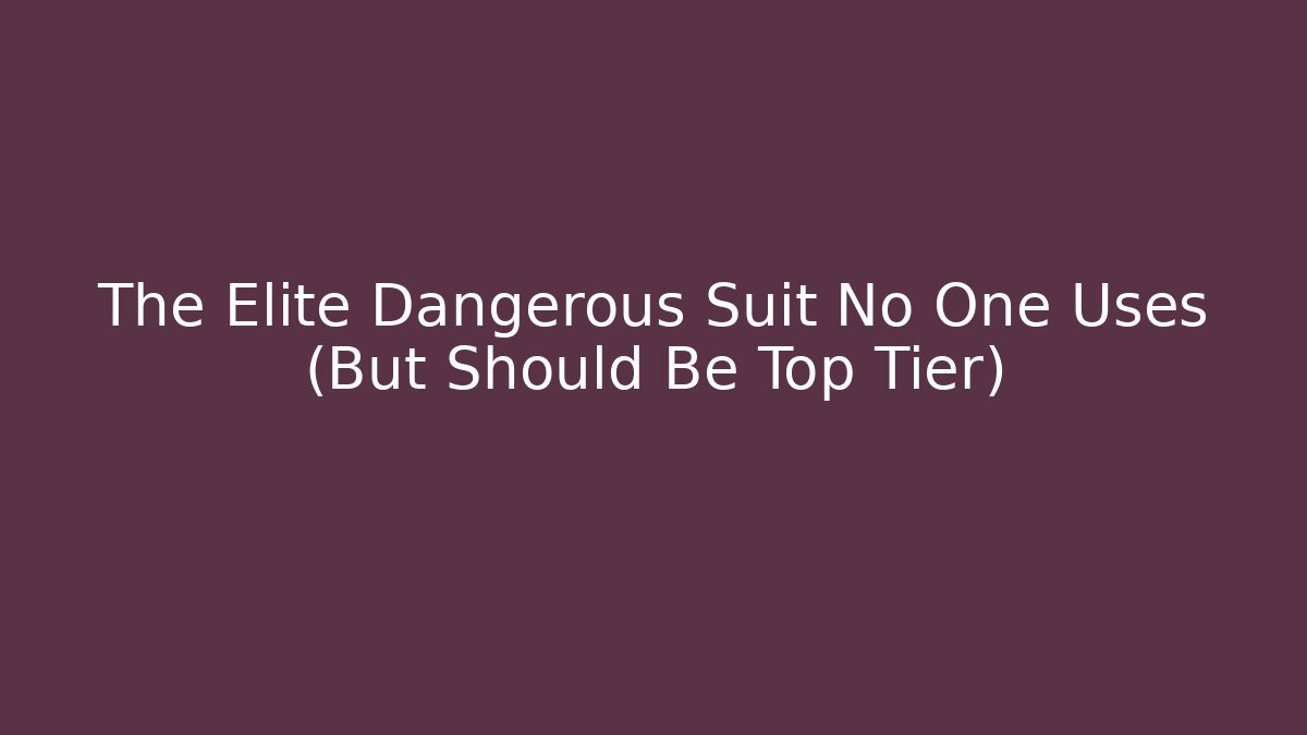 The Elite Dangerous Suit No One Uses (But Should Be Top Tier)