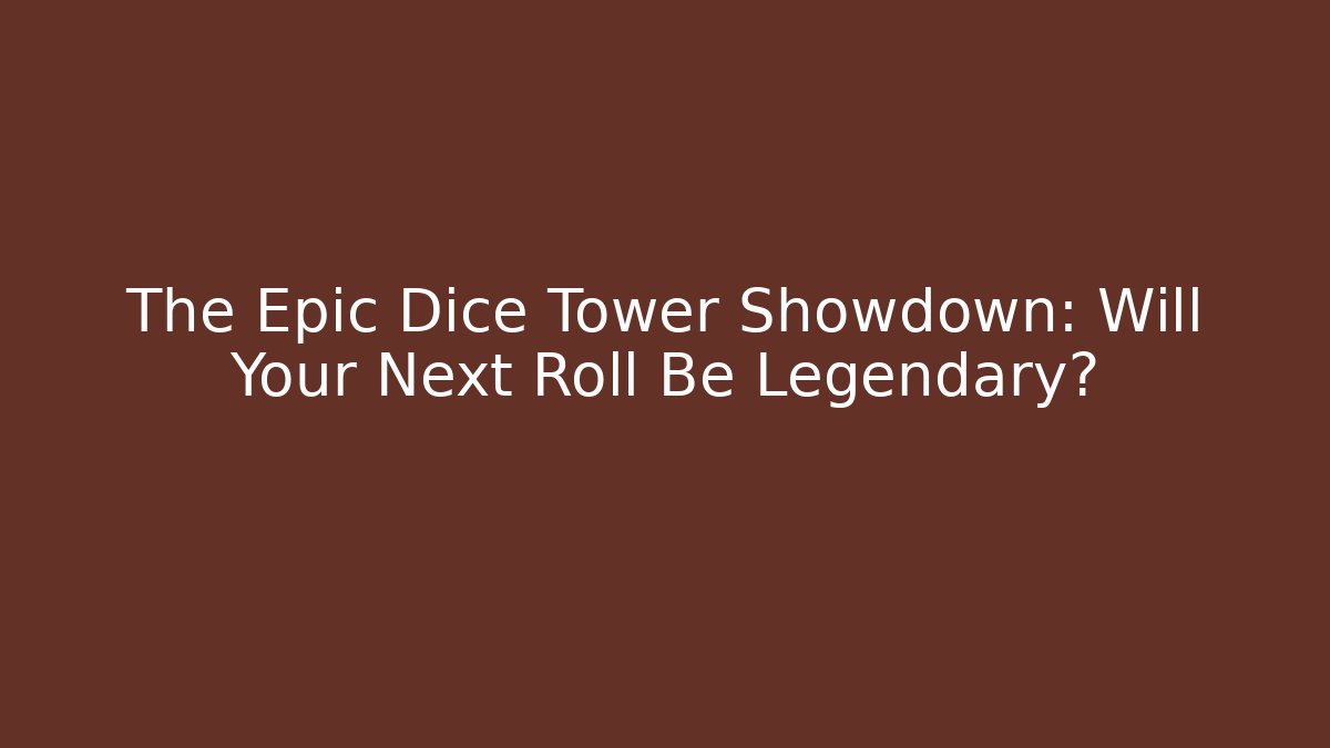 The Epic Dice Tower Showdown: Will Your Next Roll Be Legendary?