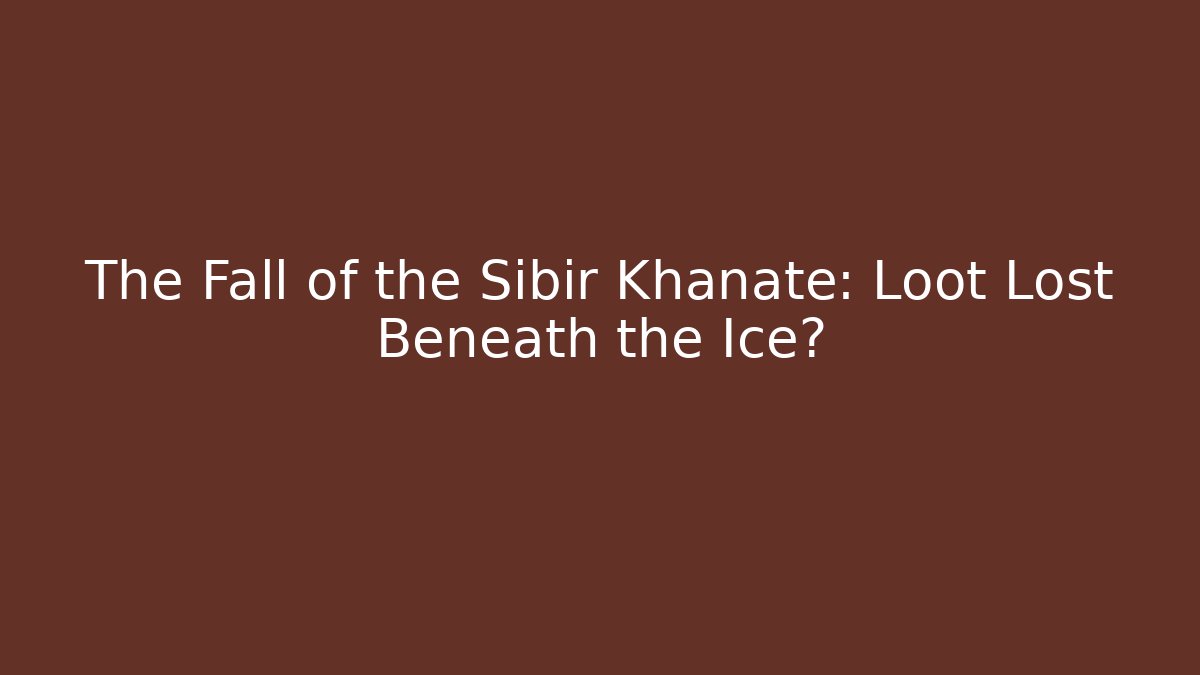 The Fall of the Sibir Khanate: Loot Lost Beneath the Ice?