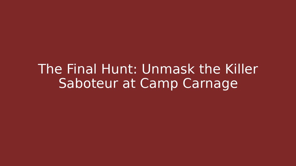 The Final Hunt: Unmask the Killer Saboteur at Camp Carnage