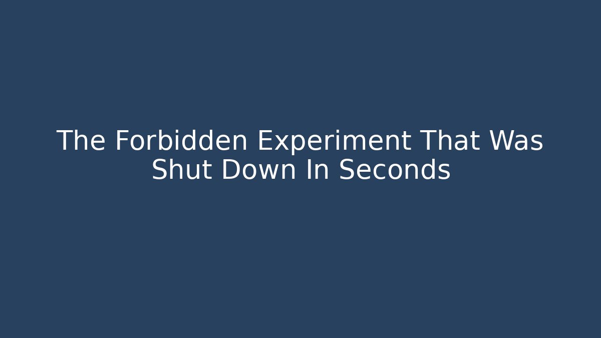 The Forbidden Experiment That Was Shut Down In Seconds