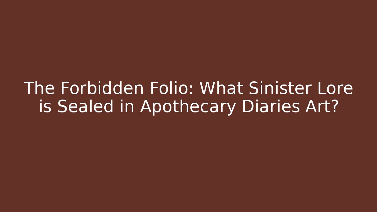 The Forbidden Folio: What Sinister Lore is Sealed in Apothecary Diaries Art?