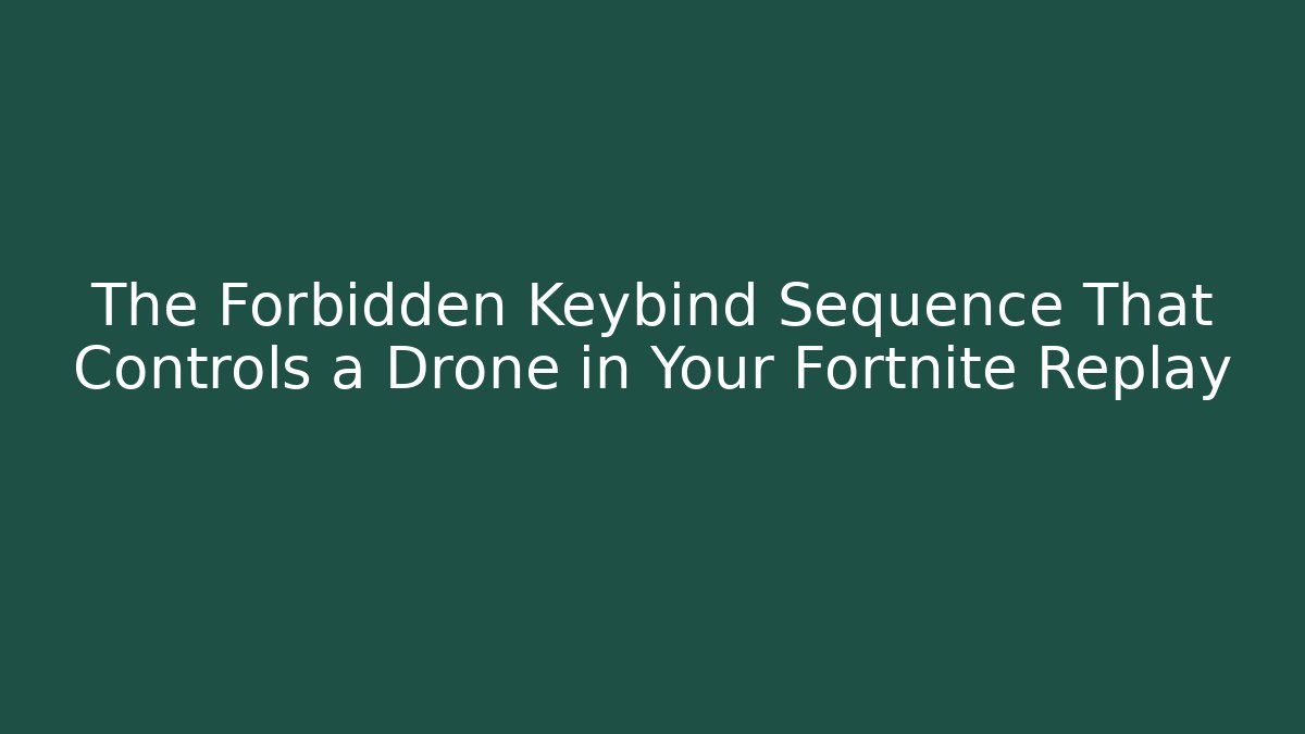 The Forbidden Keybind Sequence That Controls a Drone in Your Fortnite Replay