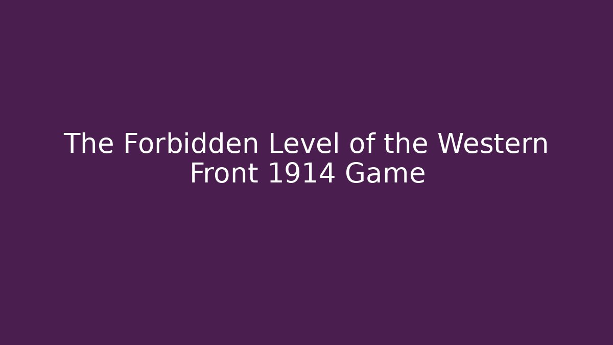 The Forbidden Level of the Western Front 1914 Game