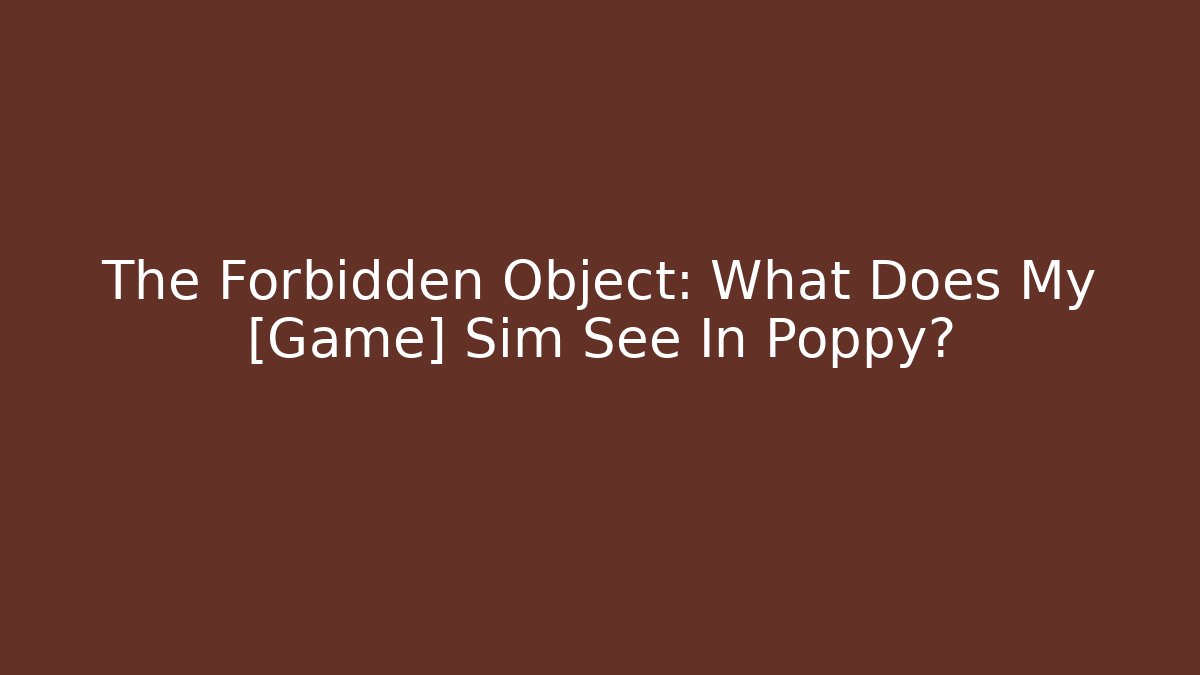 The Forbidden Object: What Does My [Game] Sim See In Poppy?