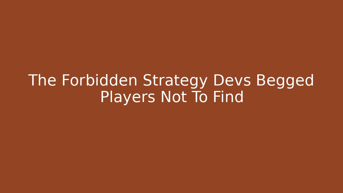 The Forbidden Strategy Devs Begged Players Not To Find - Critter Realm