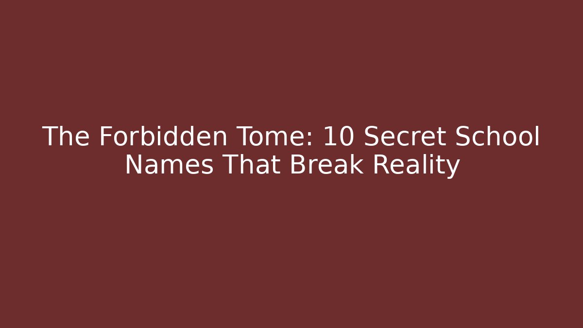 The Forbidden Tome: 10 Secret School Names That Break Reality