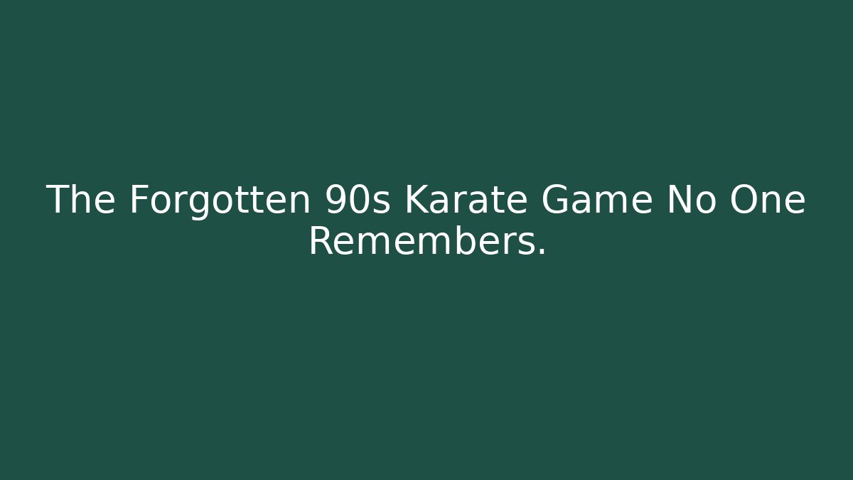 The Forgotten 90s Karate Game No One Remembers.