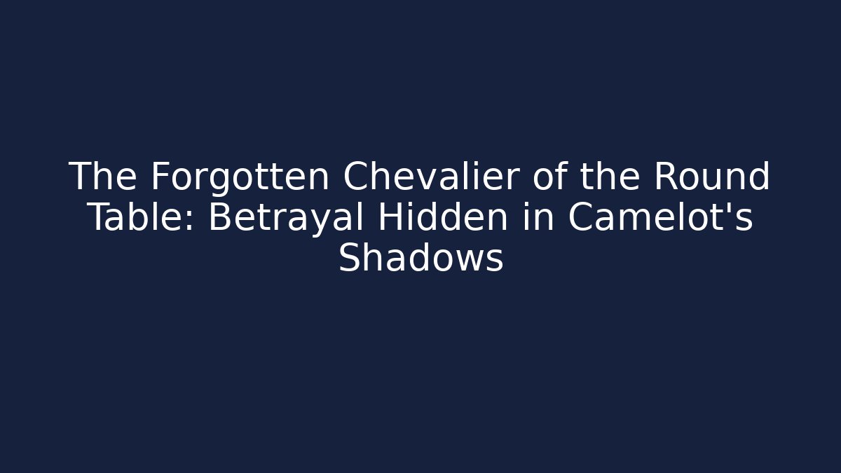 The Forgotten Chevalier of the Round Table: Betrayal Hidden in Camelot's Shadows