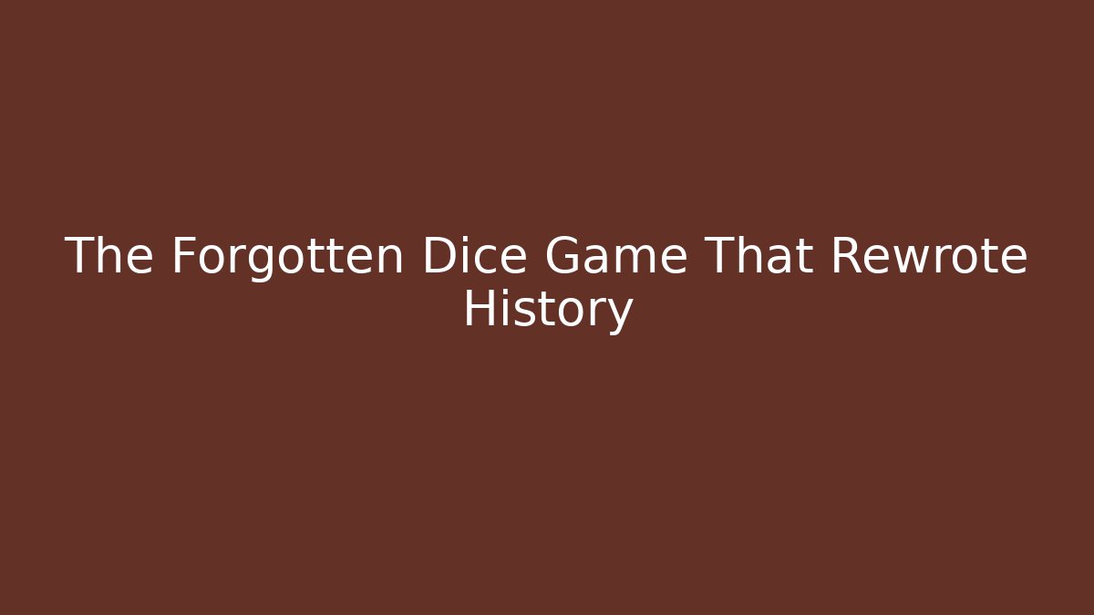 The Forgotten Dice Game That Rewrote History