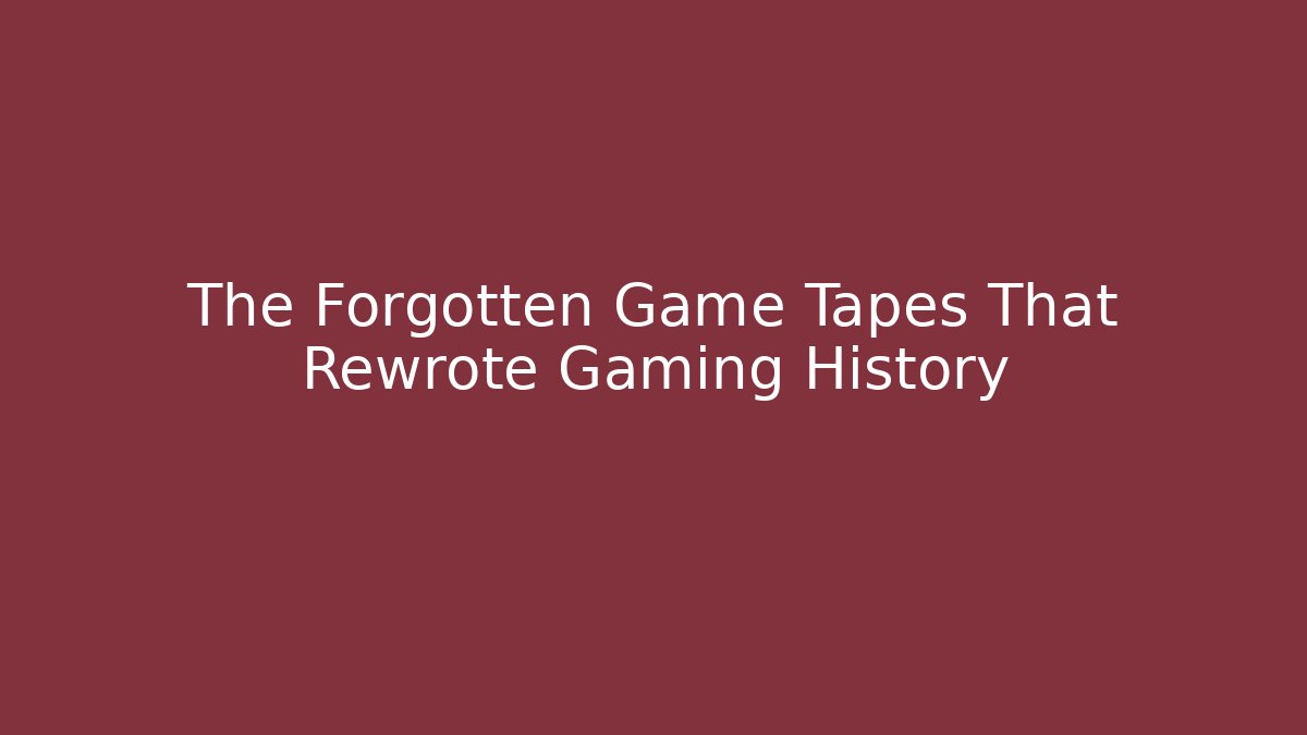 The Forgotten Game Tapes That Rewrote Gaming History