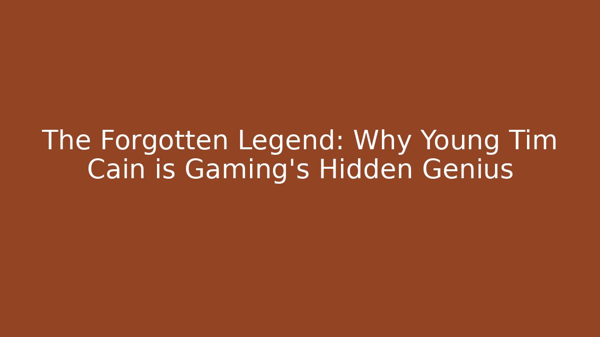 The Forgotten Legend: Why Young Tim Cain is Gaming's Hidden Genius