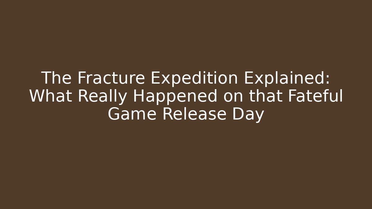 The Fracture Expedition Explained: What Really Happened on that Fateful Game Release Day