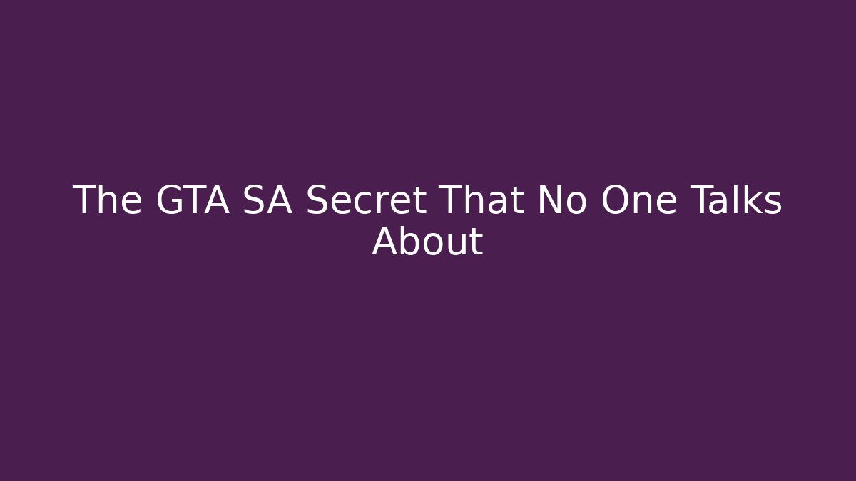 The GTA SA Secret That No One Talks About - Critter Realm