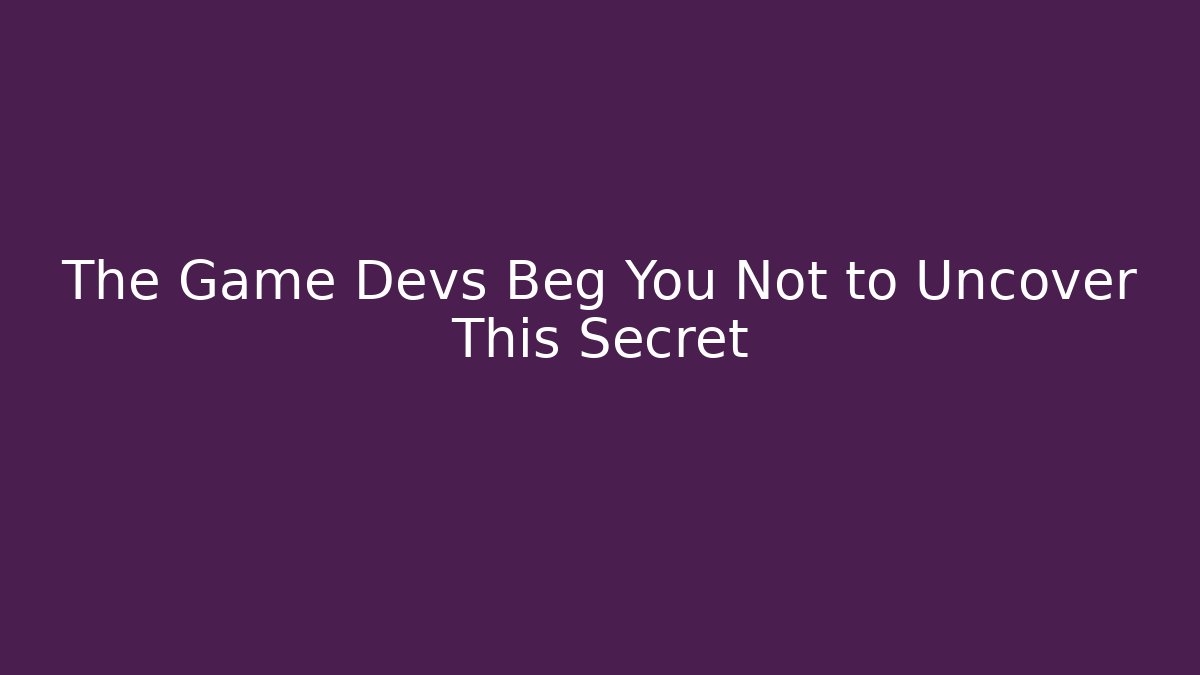 The Game Devs Beg You Not to Uncover This Secret - Critter Realm