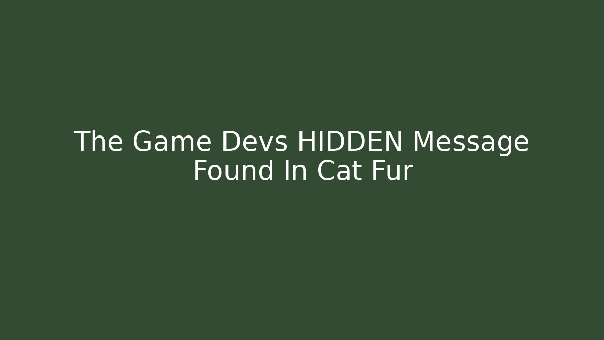 The Game Devs HIDDEN Message Found In Cat Fur