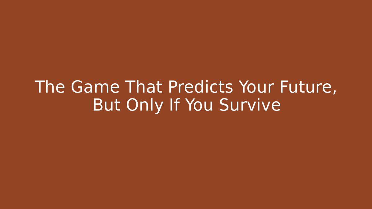 The Game That Predicts Your Future, But Only If You Survive