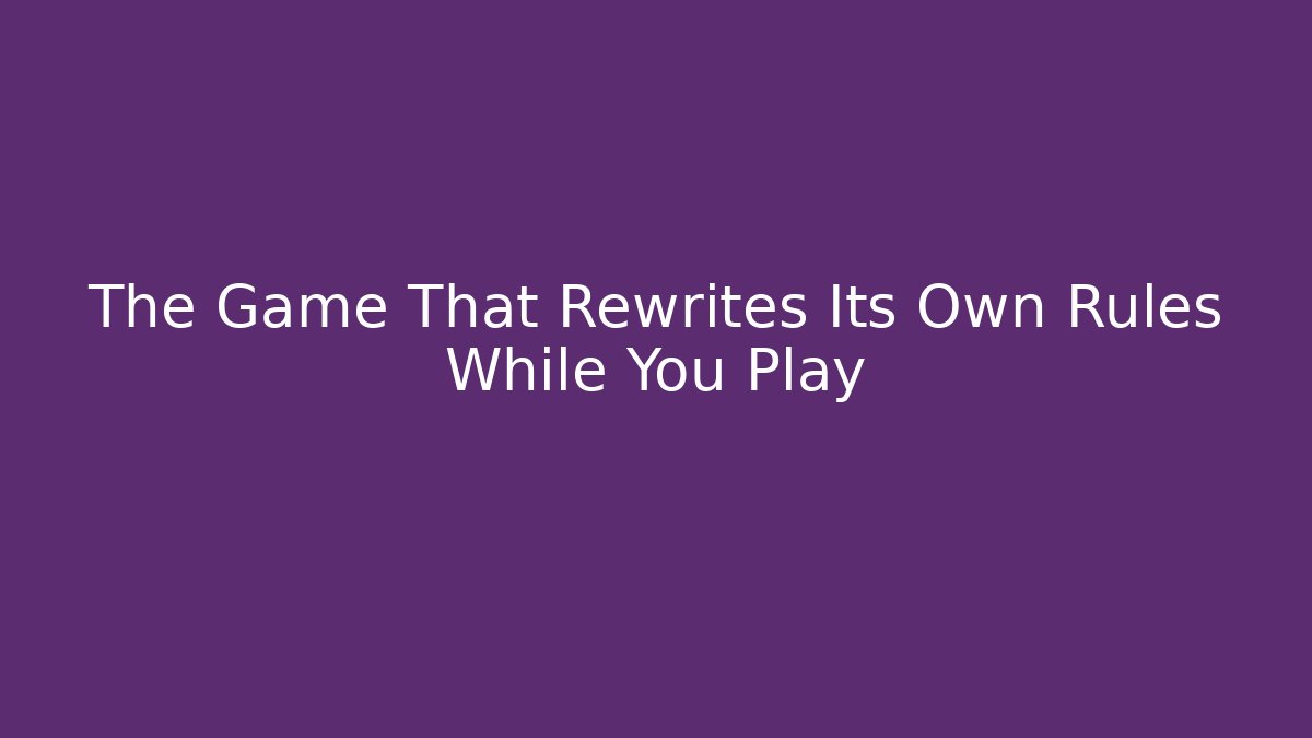 The Game That Rewrites Its Own Rules While You Play