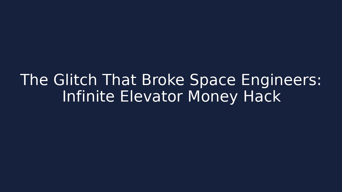 The Glitch That Broke Space Engineers: Infinite Elevator Money Hack