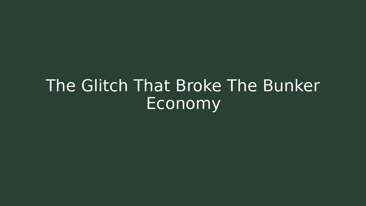 The Glitch That Broke The Bunker Economy - Critter Realm